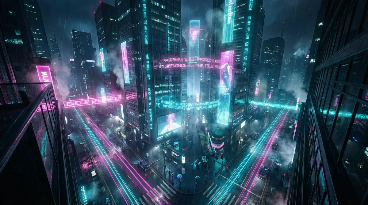 君九龄免费观看 竖屏短剧平台首页背景 - 赛博朋克都市夜景